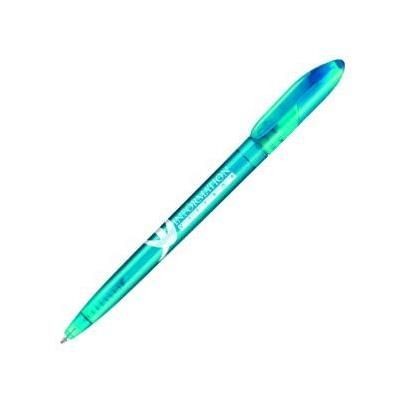 Branded Promotional SUPERSAVER TWIST FROST BALL PEN in Aqua Pen From Concept Incentives.