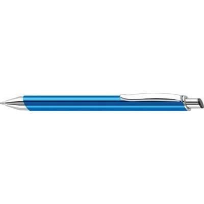 Branded Promotional STRATUS ALUMINIUM METAL BALL PEN in Blue & Silver Pen From Concept Incentives.