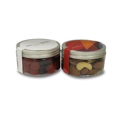 Branded Promotional SMALL CLEAR TRANSPARENT SWEETS POT Sweets From Concept Incentives.