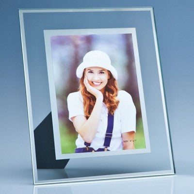 Branded Promotional CLEAR TRANSPARENT GLASS PHOTO FRAME with Mirror Inlay for 5x7 Inch Photo Photo Frame From Concept Incentives.