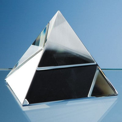 Branded Promotional 9CM OPTICAL CRYSTAL GLASS 4 SIDED PYRAMID PAPERWEIGHT Paperweight From Concept Incentives.