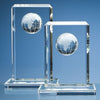 Branded Promotional 19CM OPTICAL CRYSTAL GLASS GLOBE RECTANGULAR AWARD Globe From Concept Incentives.
