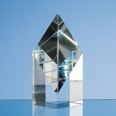 Branded Promotional 10CM OPTICAL CRYSTAL GLASS SLOPING DIAMOND AWARD Award From Concept Incentives.