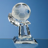 Branded Promotional 6CM OPTICAL GLASS FOOTBALL MOUNTED ON HAND AWARD Award From Concept Incentives.