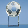 Branded Promotional 8CM OPTICAL GLASS FOOTBALL ON CLEAR TRANSPARENT BASE AWARD Award From Concept Incentives.