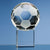 Branded Promotional 10CM OPTICAL GLASS FOOTBALL ON CLEAR TRANSPARENT BASE AWARD Award From Concept Incentives.