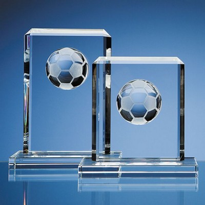 Branded Promotional 19CM OPTICAL GLASS FOOTBALL RECTANGULAR AWARD Award From Concept Incentives.
