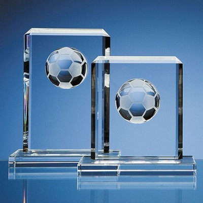 Branded Promotional 19CM OPTICAL GLASS FOOTBALL RECTANGULAR AWARD Award From Concept Incentives.