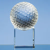 Branded Promotional 8CM OPTICAL GLASS GOLF BALL ON CLEAR TRANSPARENT BASE AWARD Award From Concept Incentives.