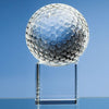 Branded Promotional 10CM OPTICAL GLASS GOLF BALL ON CLEAR TRANSPARENT BASE AWARD Award From Concept Incentives.