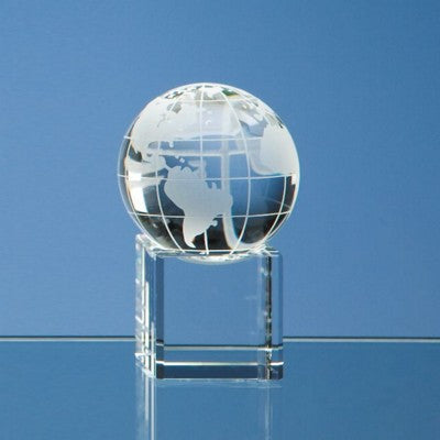 Branded Promotional 5CM OPTICAL GLASS GLOBE PAPERWEIGHT ON CLEAR TRANSPARENT BASE Paperweight From Concept Incentives.