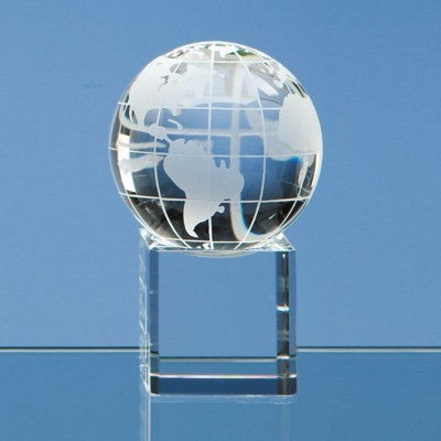 Branded Promotional 6CM OPTICAL GLASS GLOBE PAPERWEIGHT ON CLEAR TRANSPARENT BASE Paperweight From Concept Incentives.