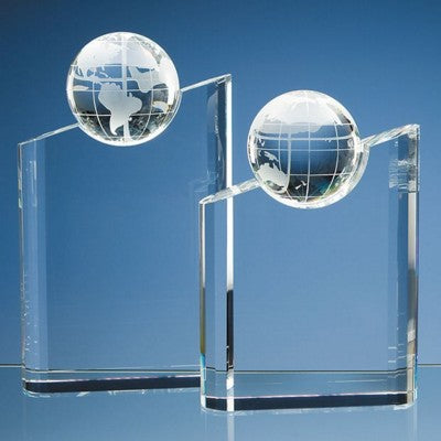 Branded Promotional OPTICAL CRYSTAL GLASS GLOBE MOUNTAIN AWARD Globe From Concept Incentives.