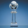 Branded Promotional 31CM OPTICAL GLASS MOUNTED GLOBE COLUMN AWARD Globe From Concept Incentives.