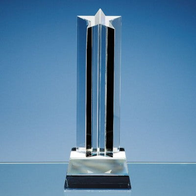 Branded Promotional 24CM OPTICAL CRYSTAL GLASS MOUNTED FIVE POINTED STAR COLUMN AWARD Award From Concept Incentives.