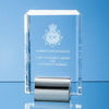 Branded Promotional 15CM OPTICAL CRYSTAL GLASS RECTANGULAR AWARD MOUNTED ON SILVER CHROME STAND Award From Concept Incentives.