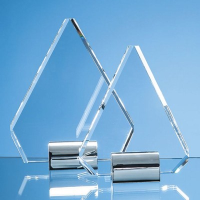 Branded Promotional OPTICAL CRYSTAL GLASS DIAMOND AWARD MOUNTED ON SILVER CHROME STAND Award From Concept Incentives.