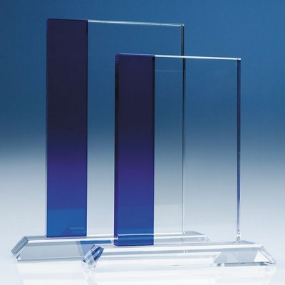 Branded Promotional 23CM OPTICAL CRYSTAL GLASS BLUELINE RECTANGULAR AWARD Award From Concept Incentives.