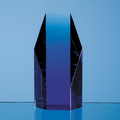 Branded Promotional SAPPHIRE BLUE OPTICAL GLASS HEXAGON AWARD Award From Concept Incentives.