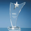 Branded Promotional 25CM OPTICAL GLASS SWOOP AWARD with Silver Star Award From Concept Incentives.