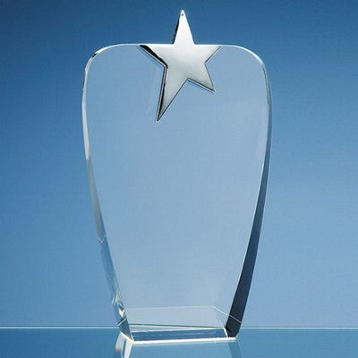 Branded Promotional OPTICAL GLASS OVAL AWARD with Silver Star Award From Concept Incentives.