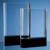 Branded Promotional 18CM OPTICAL CRYSTAL GLASS RECTANGULAR AWARD with Onyx Black Base Award From Concept Incentives.