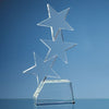 Branded Promotional 28CM OPTICAL CRYSTAL GLASS TRIPLE RISING STAR AWARD Award From Concept Incentives.
