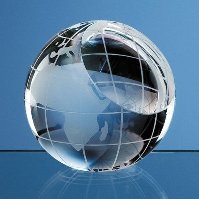 Branded Promotional 80MM OPTICAL CRYSTAL GLASS GLOBE PAPERWEIGHT Globe From Concept Incentives.