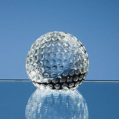 Branded Promotional 6CM OPTICAL CRYSTAL GLASS GOLF BALL PAPERWEIGHT Paperweight From Concept Incentives.