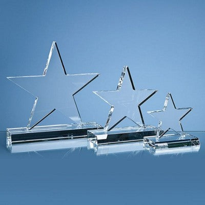 Branded Promotional 16CM OPTICAL CRYSTAL 5 POINTED STAR ON BASE AWARD Award From Concept Incentives.