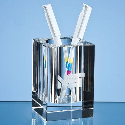 Branded Promotional OPTICAL CRYSTAL PEN HOLDER Pen Pot From Concept Incentives.