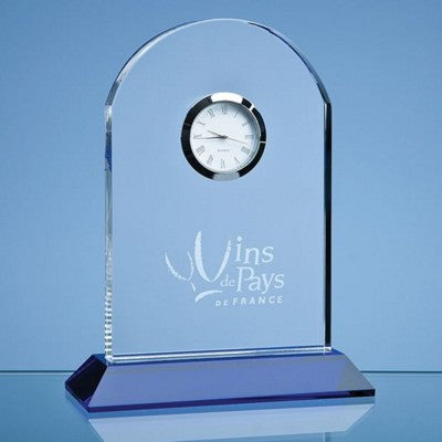 Branded Promotional 16CM OPTICAL CRYSTAL MOUNTED ARCH CLOCK Clock From Concept Incentives.