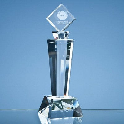 Branded Promotional 22CM OPTICAL CRYSTAL MOUNTED SQUARE AWARD Award From Concept Incentives.