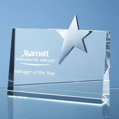 Branded Promotional 15CM OPTIC HORIZONTAL RECTANGULAR with Silver Star Award From Concept Incentives.