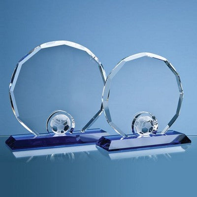 Branded Promotional 20CM OPTIC DECAGON with Football on Blue Base Award From Concept Incentives.