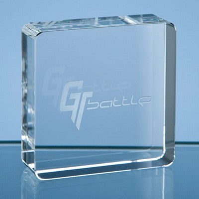 Branded Promotional 6CM OPTICAL CRYSTAL SQUARE PAPERWEIGHT Paperweight From Concept Incentives.