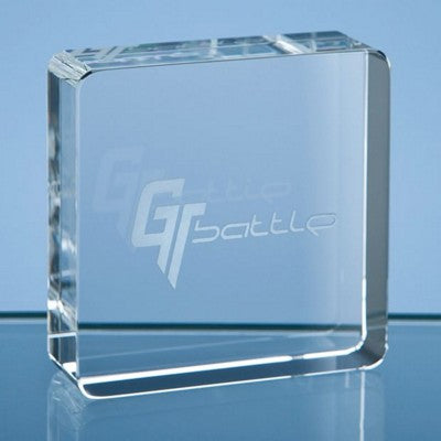 Branded Promotional 6CM OPTICAL CRYSTAL SQUARE PAPERWEIGHT Paperweight From Concept Incentives.
