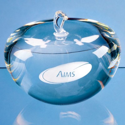 Branded Promotional OPTICAL CRYSTAL CLEAR TRANSPARENT GLASS APPLE PAPERWEIGHT Paperweight From Concept Incentives.