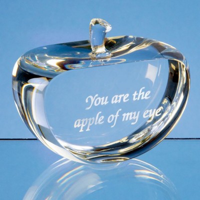 Branded Promotional OPTICAL CRYSTAL CLEAR TRANSPARENT FLAT GLASS APPLE PAPERWEIGHT Paperweight From Concept Incentives.