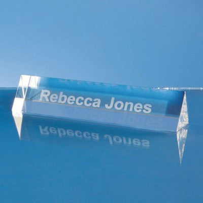 Branded Promotional OPTICAL CRYSTAL GLASS NAME PLAQUE Nameplate From Concept Incentives.