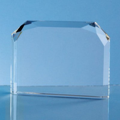 Branded Promotional OPTICAL CRYSTAL HORIZONTAL FACET RECTANGULAR GLASS AWARD Award From Concept Incentives.