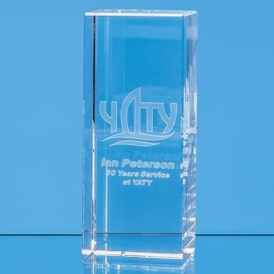 Branded Promotional 3D ENGRAVED OPTICAL CRYSTAL RECTANGULAR AWARD Award From Concept Incentives.