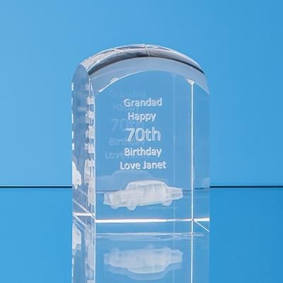 Branded Promotional 3D ENGRAVED OPTICAL CRYSTAL DOME TOWER AWARD 7 Award From Concept Incentives.