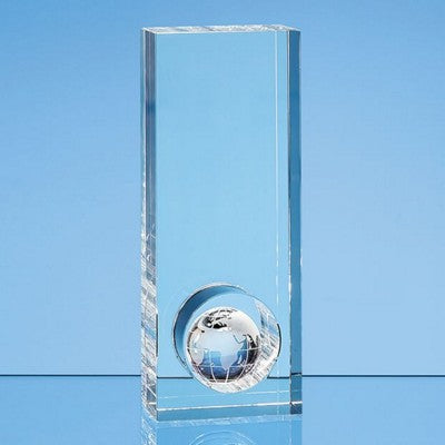 Branded Promotional 20CM OPTICAL CRYSTAL GLOBE in Hole Award Award From Concept Incentives.