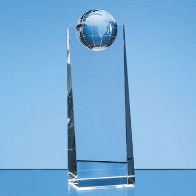 Branded Promotional 21CM OPTICAL CRYSTAL GLOBE RECTANGULAR AWARD Award From Concept Incentives.