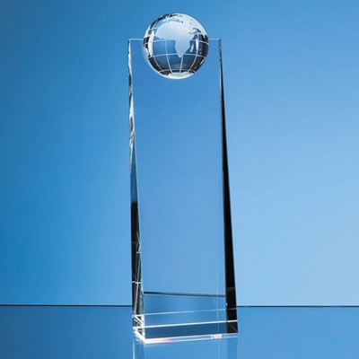 Branded Promotional 24CM OPTICAL CRYSTAL GLOBE RECTANGULAR AWARD Award From Concept Incentives.