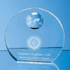 Branded Promotional 14CM OPTICAL CRYSTAL CIRCLE with Recessed Globe Globe From Concept Incentives.