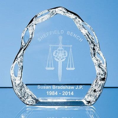 Branded Promotional 12CM OPTICAL CRYSTAL VERTICAL ICE CUBE BLOCK Award From Concept Incentives.