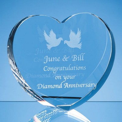 Branded Promotional 10CM OPTICAL CRYSTAL STAND UP HEART Award From Concept Incentives.