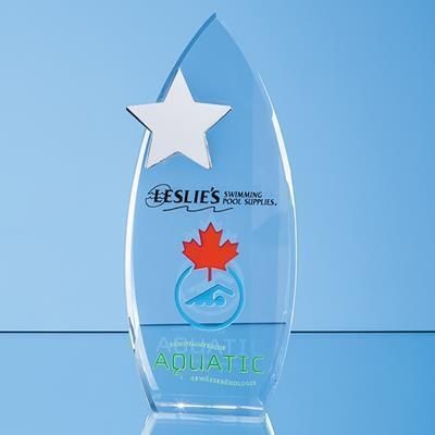 Branded Promotional 28CM OPTICAL CRYSTAL ARCH AWARD with Silver Start Award From Concept Incentives.